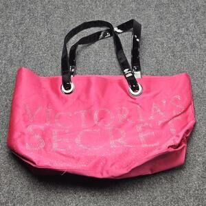 VTG Y2K Victorias Secret Tote Bag Pink Black Handles Beach Pool‎ Carry 90s